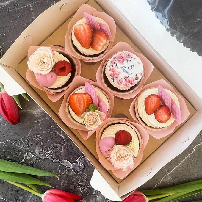 200 Pieces Tulip Cupcake Muffin Liners Greaseproof Paper Baking Cups Cupcake Wrappers for Birthday