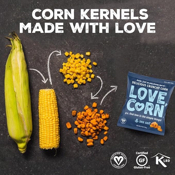 LOVE CORN Sea Salt 16oz x 1 Bag - Delicious Crunchy Corn - Healthy Family Snacks - Gluten Free