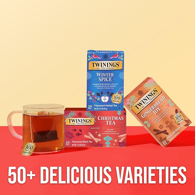 Twinings Christmas Black Tea Individually Wrapped Bags, 20 Count (Pack of 1), Aromatic Cinnamon &