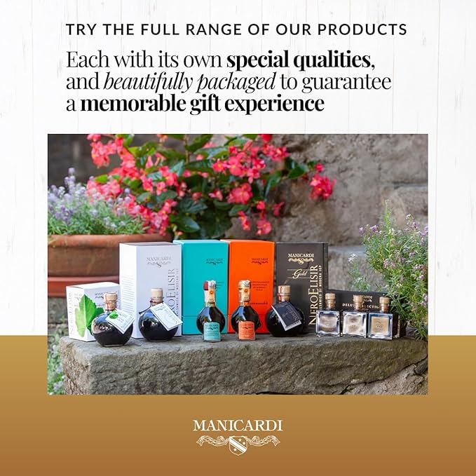 MANICARDI Balsamic Vinegar of Modena PGI - Dense Gold Elisir with Drip-Stop Dispenser Perfect for