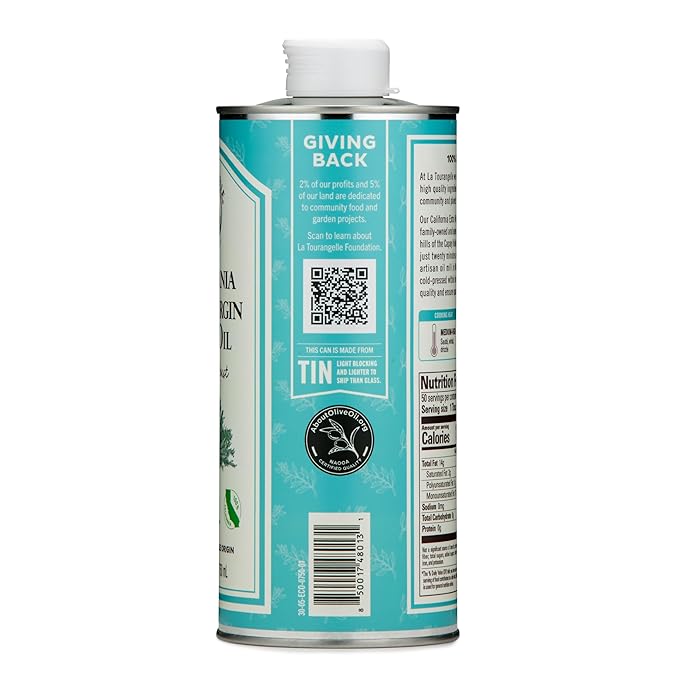 La Tourangelle California Extra Virgin Olive Oil, Cold-Pressed High Antioxidant Olives Single