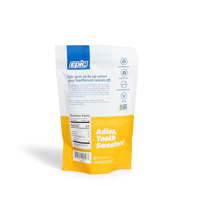 Epic 100% Xylitol Fresh Fruit Chewing Gum - Sugar Free, Aspartame Free Dental Gum - Supports Oral