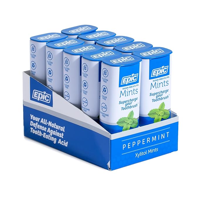 Epic 100% Xylitol Mints - Aspartame Free, Sugar Free - Peppermint Flavored Mints, 55 Pieces (Pack