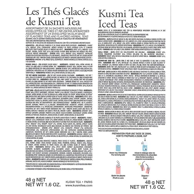 Kusmi Tea - Iced Teas Gift Set - Sampler Assortment Variety Box - Organic Teas - Gift Idea for Men