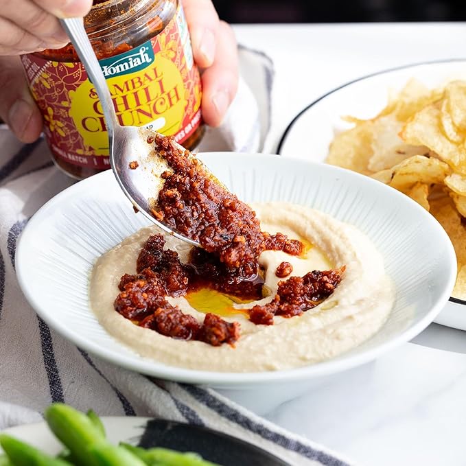 Homiah Sambal Chili Crunch, Shrimp, 6oz - Less Oil Low Sodium Gluten Free Non-GMO, Sambal Oelek