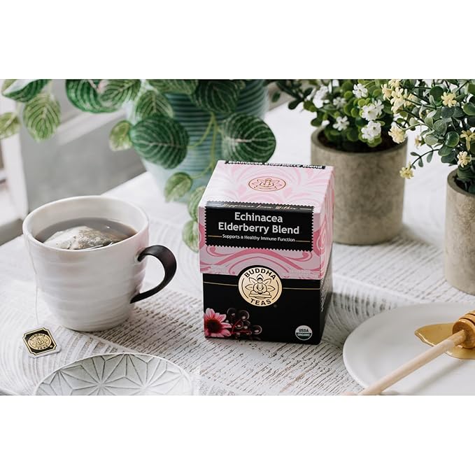Buddha Teas - Organic Echinacea Elderberry Blend - Herbal Tea - For Health & Wellbeing - With