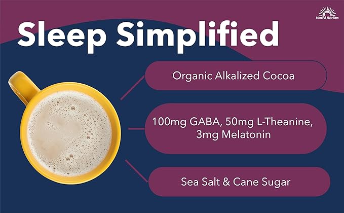 Mindful Evening Peppermint Cocoa Mix Natural Sleep Aid, Melatonin 3mg, L-Theanine, GABA
