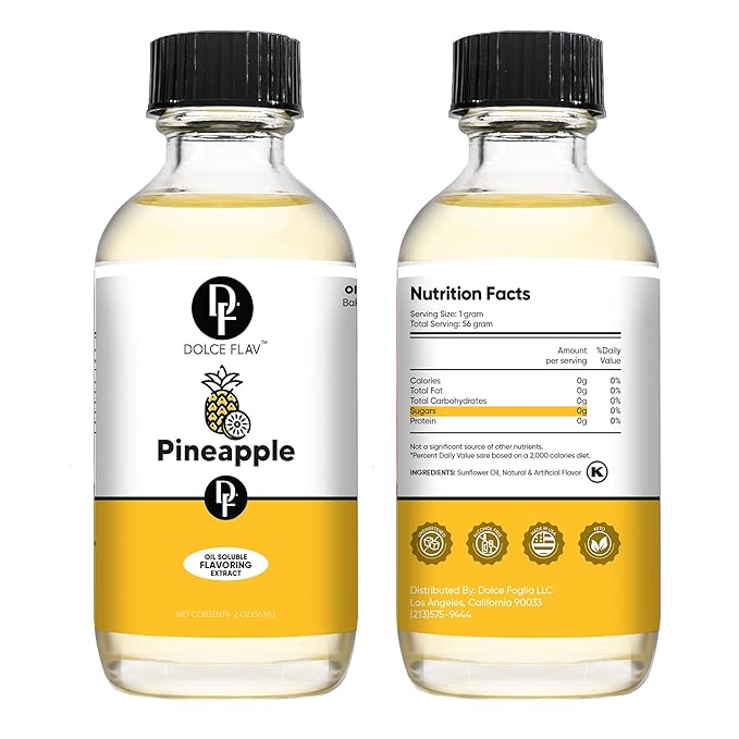 Dolce Flav Pineapple Extract ??2 Ounce Oil-Soluble Kosher, Sugar-Free, Concentrated Tropical Flavor