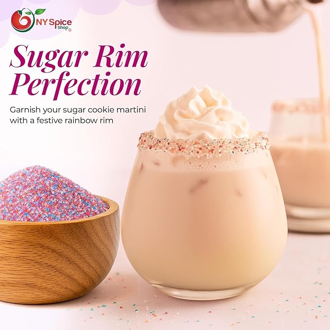NY Spice Shop Rainbow Sanding Sugar - 8 Ounce Sweet Colorful Edible Sprinkles For Candy Dish
