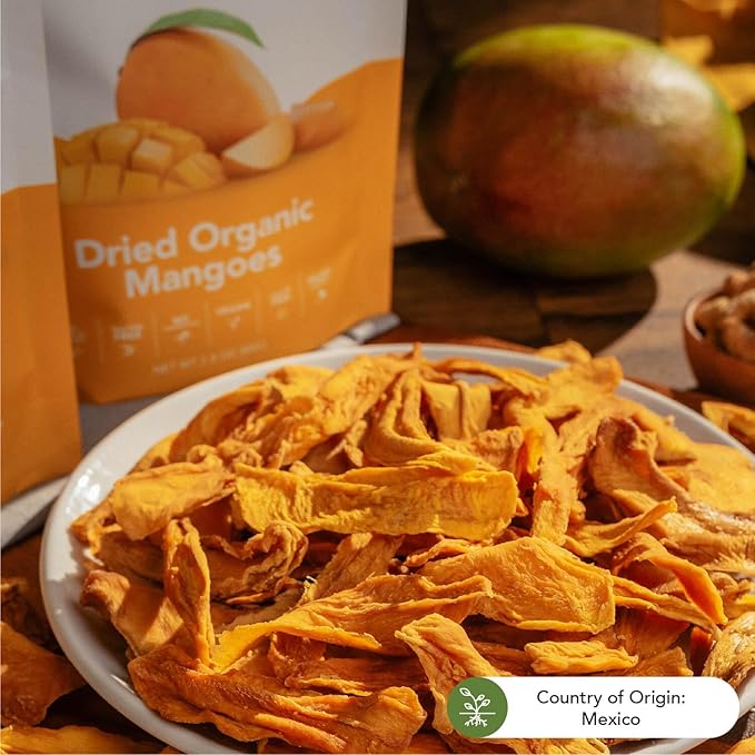 Earthside Farms Dried Organic Mangoes 2.8oz, 6 Pack – No Sugar Added, Gluten-Free, Vegan Snack