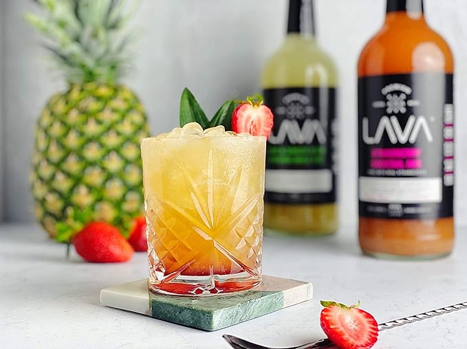 LAVA Premium Strawberry Margarita Mix Strawberry Daiquiri Mix, Made with Real Strawberries, Agave