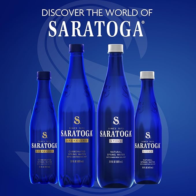 Saratoga Spring Water Bottles, 6 Pack - Still Bottled Water with Naturally Occurring Minerals