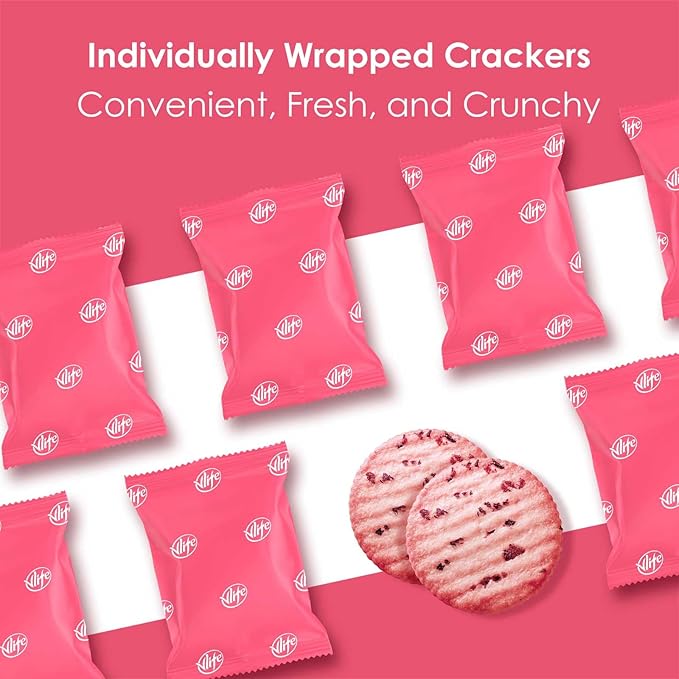 V-LOONG Rose & Multi Berries Biscuits, Vlife Baked Round Crackers, Sweet and Crispy Snacks, (1