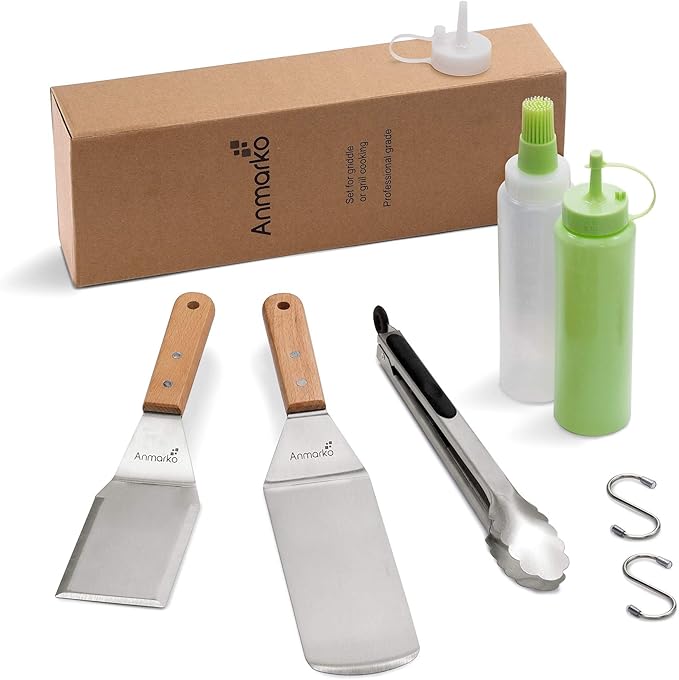 Metal Spatula Set of 4 - Griddle Accessories kit - Grill Flat Spatula Pancake Flipper Hamburger
