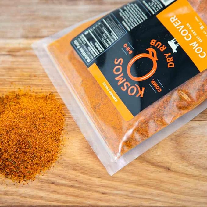 Kosmos Q Cow Cover BBQ Dry Rub, Smoky & Savory Beef Seasoning with Chili Pepper, Garlic, Onion &