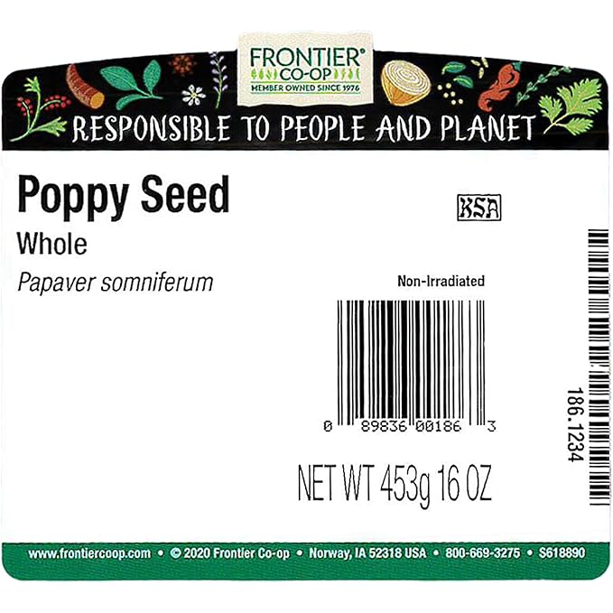 Frontier Co-Op Whole Poppy Seeds, Bulk 1lb Bag - Black Poppy Seeds for Baking, Cooking, Salad