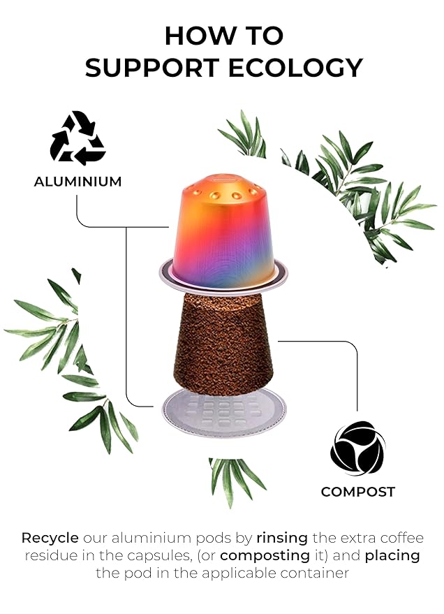 New Grano Milano Crema Coffee Capsules - 50 Aluminum Coffee Pods Compatible with Nespresso Original