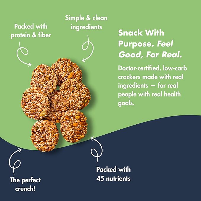 Super Seed Crackers, Gluten Free & Keto Friendly Healthy Snacks, Vegan, Zero Sugar, Paleo &