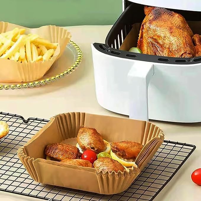 Air Fryer Liners Disposable,200Pcs Parchment Paper,LYHOLKEER 8IN Disposable Air Fryer Paper Liners