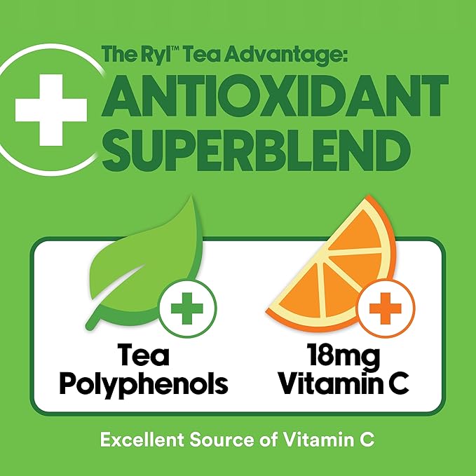 Ryl Iced Tea, Green, Antioxidant Superblend, Zero Sugar, Low Carb, Zero Calorie Iced Tea, 16.0 Fl