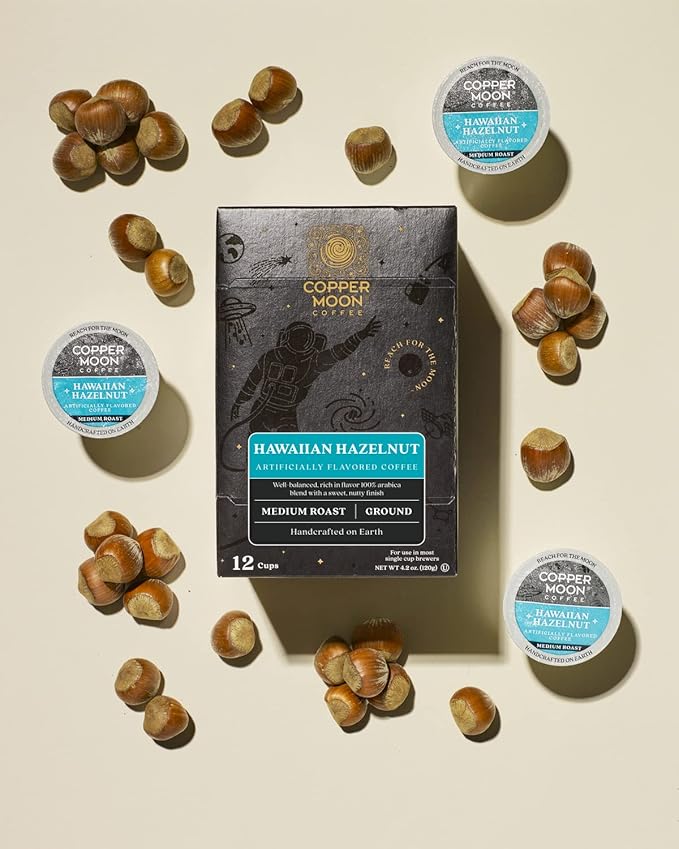 Copper Moon Single Serve Coffee Pods for Keurig K Cup Brewers (Hawaiian Hazelnut - Medium Roast) 12