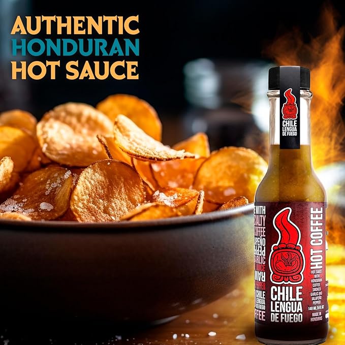 Chile Lengua de Fuego Hot Coffee Hot Sauce – 1 Bottle – Brewed Coffee, Jalapeño, Smoked Garlic &