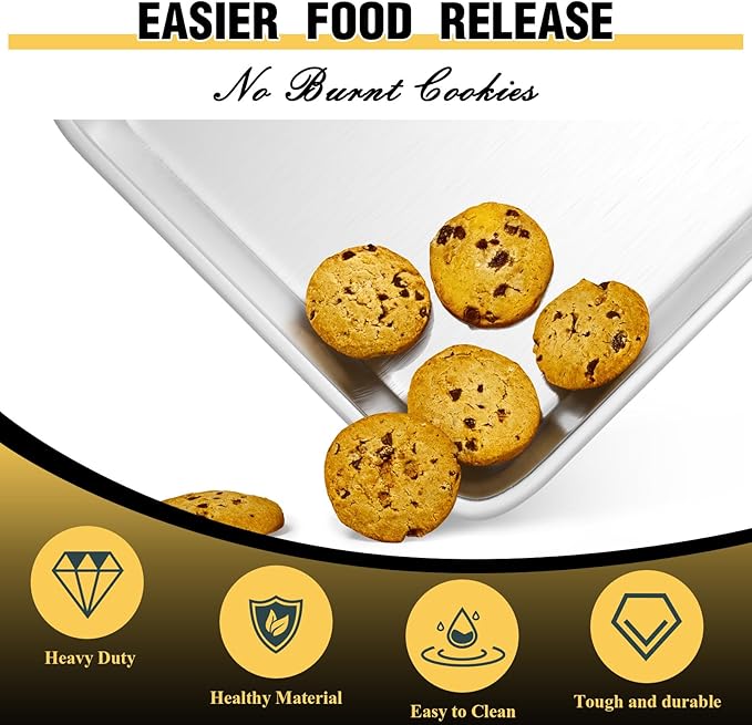 Commercial Quality Baking Sheet Pan Set, Natural Aluminum Cookie Sheet, Umite Chef Encapsulated
