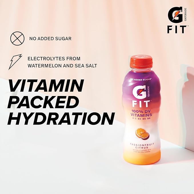 Gatorade Fit Electrolyte Beverage, Healthy Real Hydration, Watermelon Strawberry, 16.9.oz Bottles