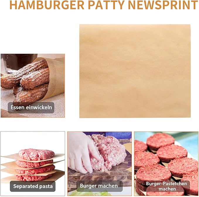Hamburger Patty Paper Squares - burger paper 500 pieces, 5.5x5.5 in baking paper for burger press