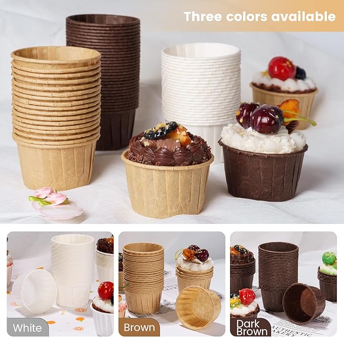 Nax Caki Parchment Brown Cupcake Liners 100pcs Standard Size, Muffin Baking Wrapping Packaging