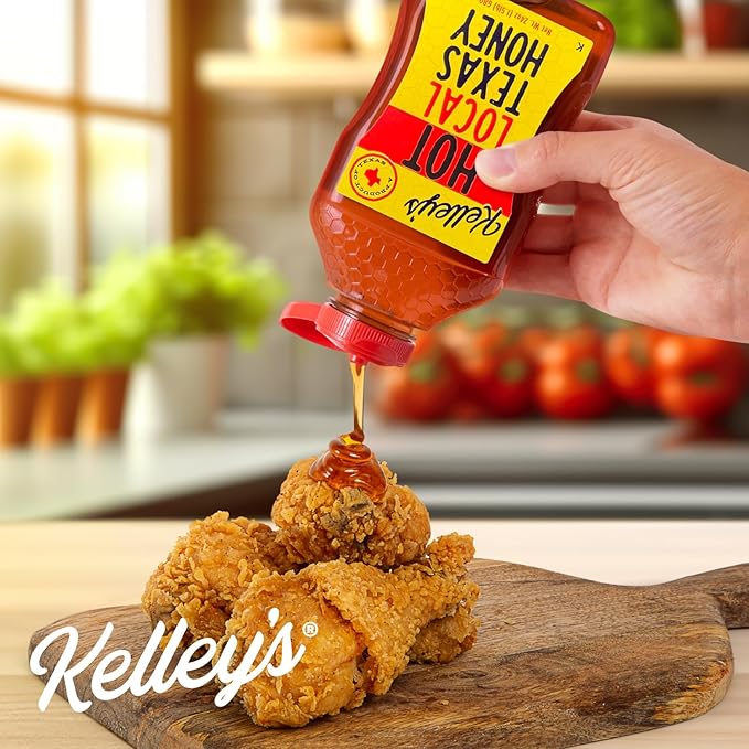 Kelley's Hot Honey, 24 Oz – 100% Unfiltered Raw Honey Infused with Chili Pepper – Rich Flavor for