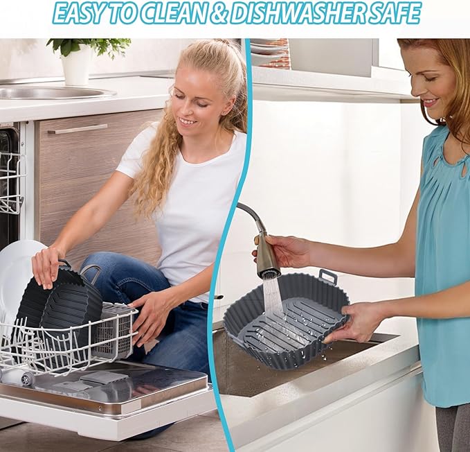 Silicone Air Fryer Liners Reusable 3 PCS, Airfryer Liners, Silicone Air Fryer Basket Liners Square
