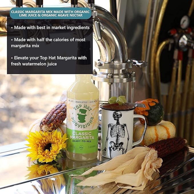Top Hat Classic Agave Lime Margarita Mix - Handcrafted with Agave Nectar & Natural Lime Juice