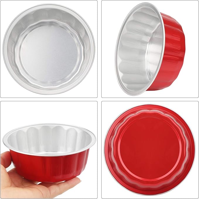 Beasea Disposable Aluminum Foil Cups 100 Pack, 8 oz 235ml 3.9" Bake Ramekin Cup Muffin Cupcake