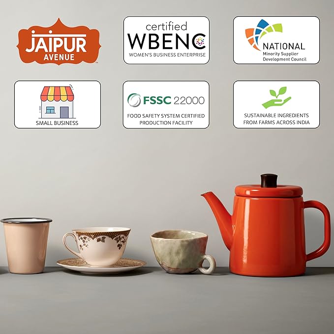 Jaipur Avenue Lemongrass Chai Tea Mix Crafted with All-Natural Assam Black Tea, Lemongrass, Cane