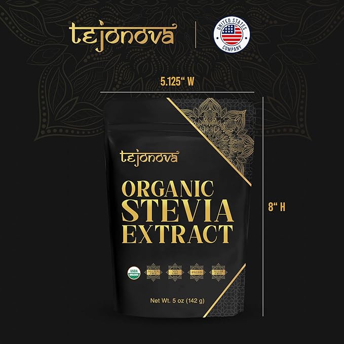 tejonova Organic Stevia Powder, 5oz, Stevia Sweetener, Stevia Organic, Stevia Extract Powder, Zero