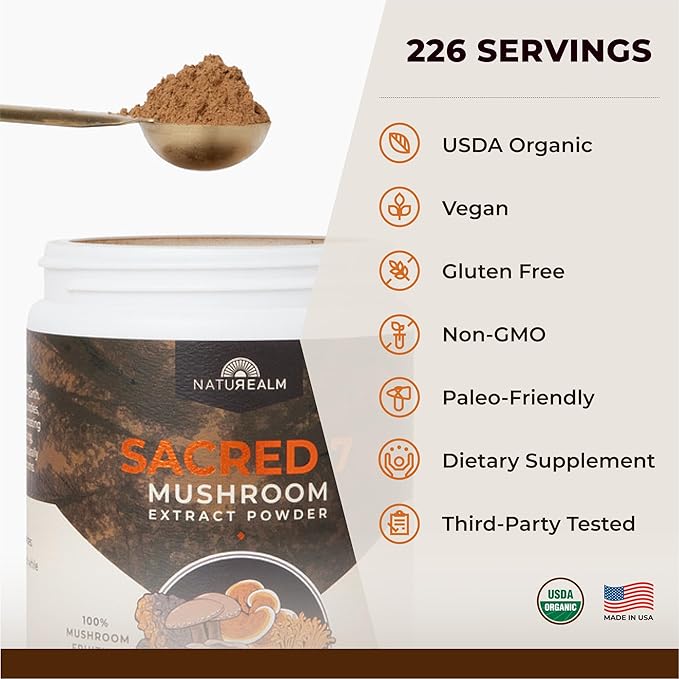 Sacred 7 Mushroom Coffee Booster | Organic Mushroom Supplement Powder ??Lions Mane, Reishi, Chaga &