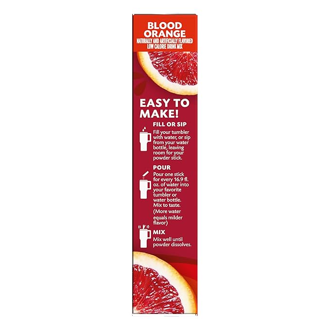 Singles to go Drink Mix Packets, Blood Orange, 6-Count Box ??Powdered Drink Packets with Vitamin C