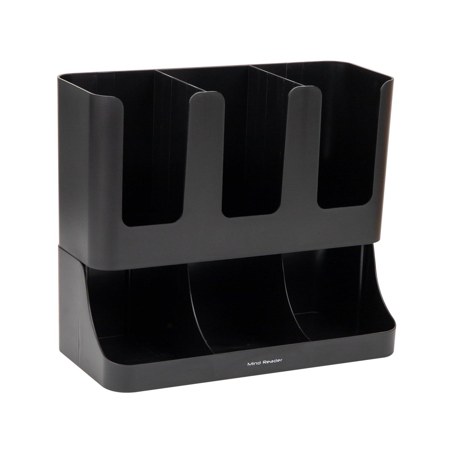Mind Reader Condiment Station, 13 Inch Countertop Coffee Bar Organizer with 6 Compartments, Storage