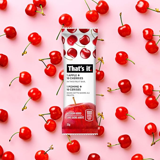 That's it. Apples + Cherry 100% Natural Real Fruit Bar, Best High Fiber Vegan, Gluten Free Healthy