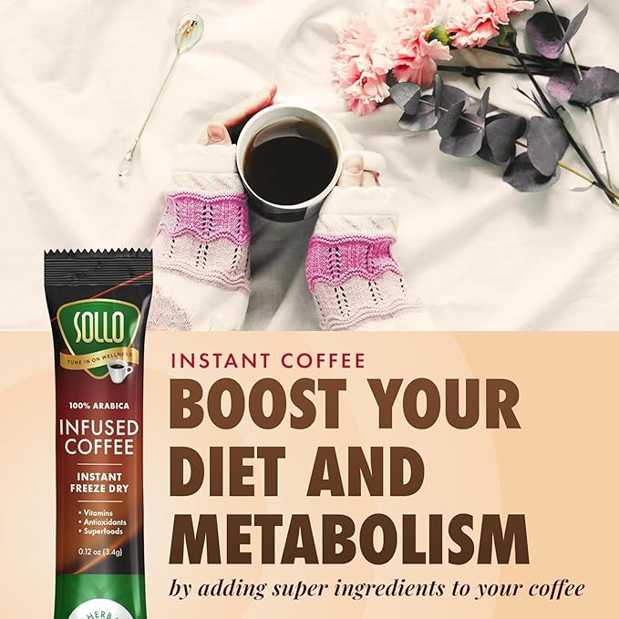 Sollo Detox Infused Instant Coffee Sticks (24 Servings) Weight Loss, Healthy Body Support, Slim