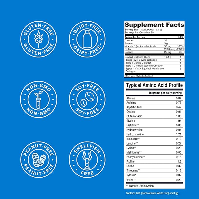 Live Conscious Beyond Collagen Peptides Powder Unflavored Packets - Hydrolyzed Collagen Powder