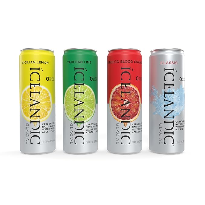 Icelandic Glacial Sparkling Water, Tarocco Blood Orange, 330 ml / 11.1 Fl Oz Cans (Pack of 10)