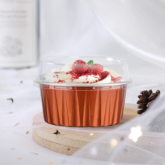EUSOAR Dessert Cups With Lids, 5 OZ 100pcs Baking Cups with Lids,125ml Snacks Desserts Flan