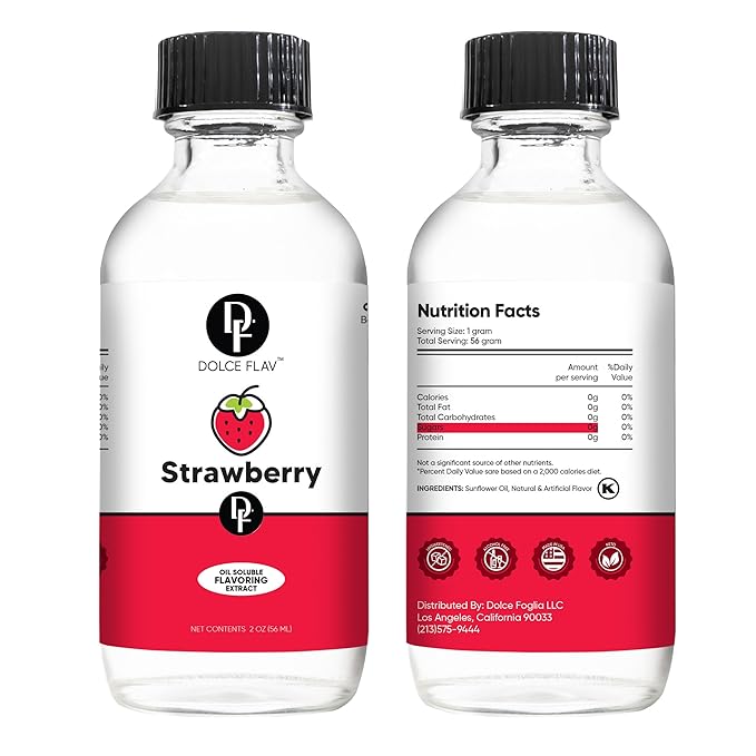 Dolce Flav Strawberry Extract ??2 Ounce Oil-Soluble Kosher, Sugar-Free, Concentrated Berry Flavor