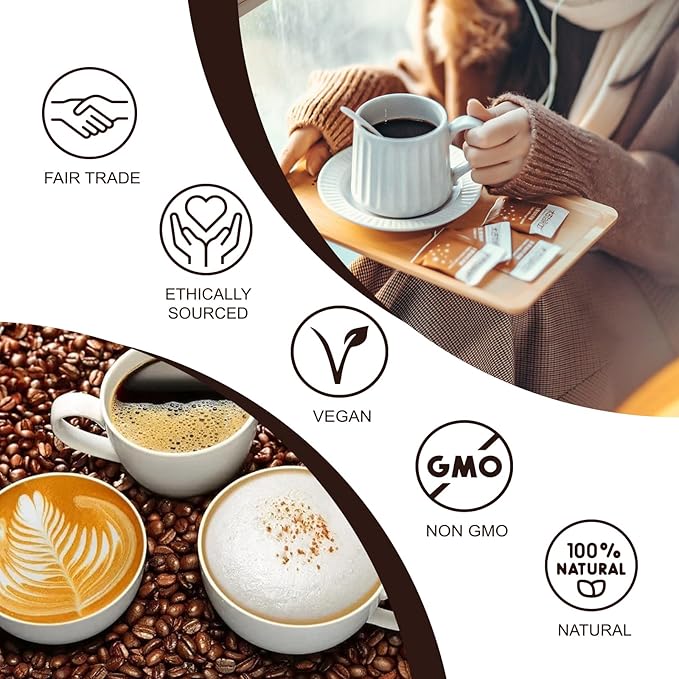 ORGFUN Premium Mushroom Coffee with 7 Superfood Mushrooms, Great Tasting Arabica Instant Coffee