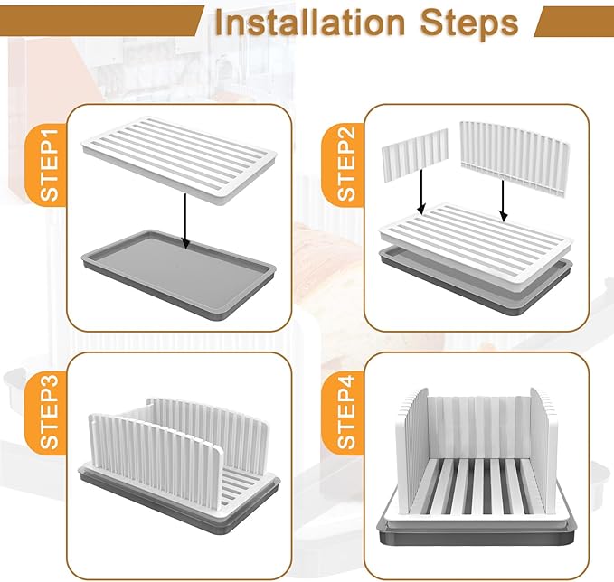 New Upgrade Bread Slicer for Homemade Bread, Bread Slicing Guide Adjustable Width, Foldable and