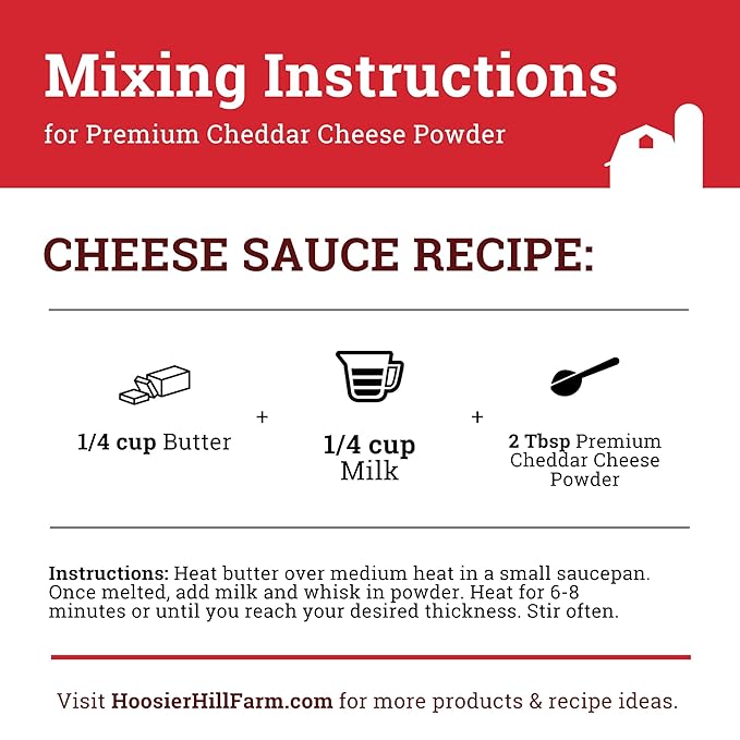 Hoosier Hill Farm Premium Cheddar Cheese Powder (No Artificial Colors), 1LB (Pack of 1)