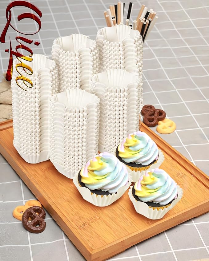 qiqee 500pcs White Square Cupcake Liners Muffin Linner No Smell, Food Grade Baking Cups竊늆tandard