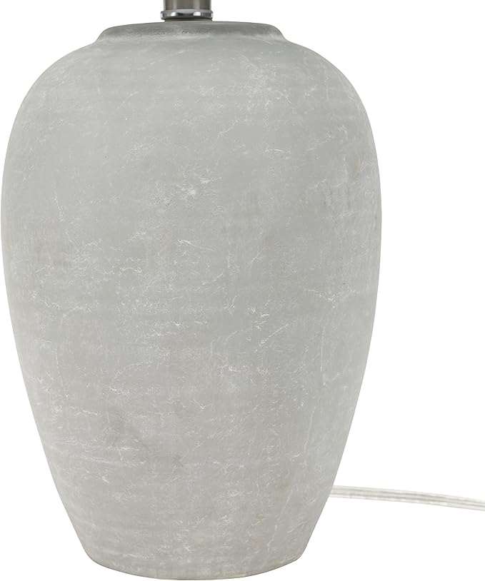 Nourison Home 23" Vintage Grey (White Washed) Ceramic Pot Table Lamp for Bedroom, Living Room